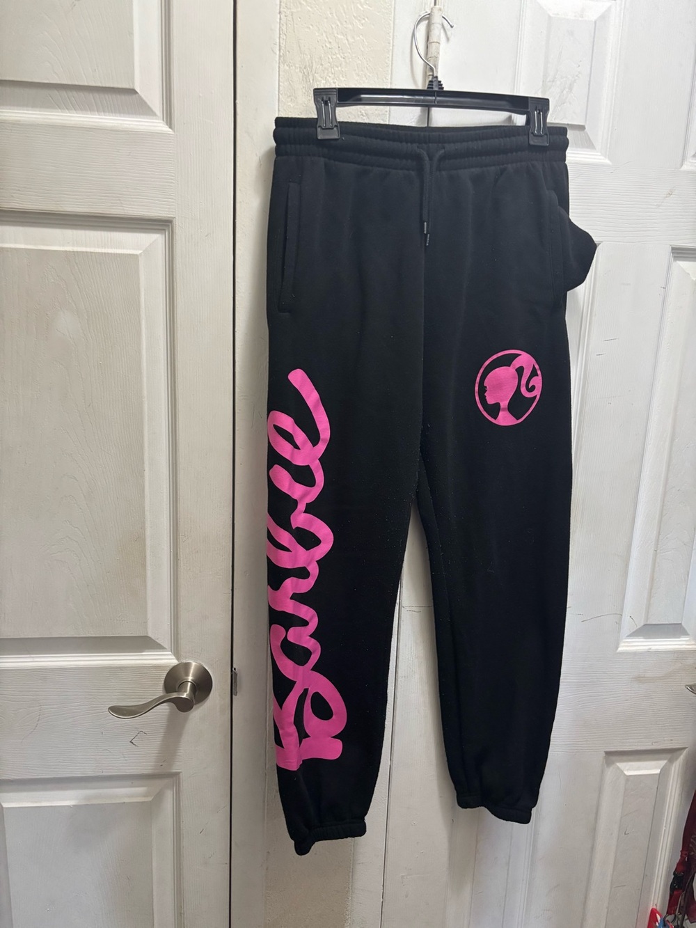 Barbie Black Sweatpants with Pink Logo Script